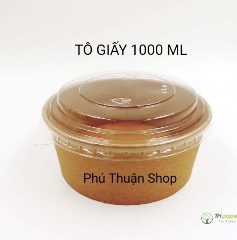 COMBO 50 TÔ GIẤY/ THỐ GIẤY KRAFT 1000 ML CÓ NẮP ĐẬY