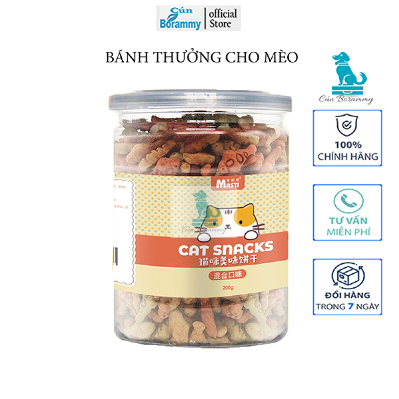 Bánh quy cho mèo 200g đóng hộp Catnip chắc răng bổ mắt dưỡng lông cho mèo - Bánh thưởng cho mèo dễ tiêu hóa cho mèo