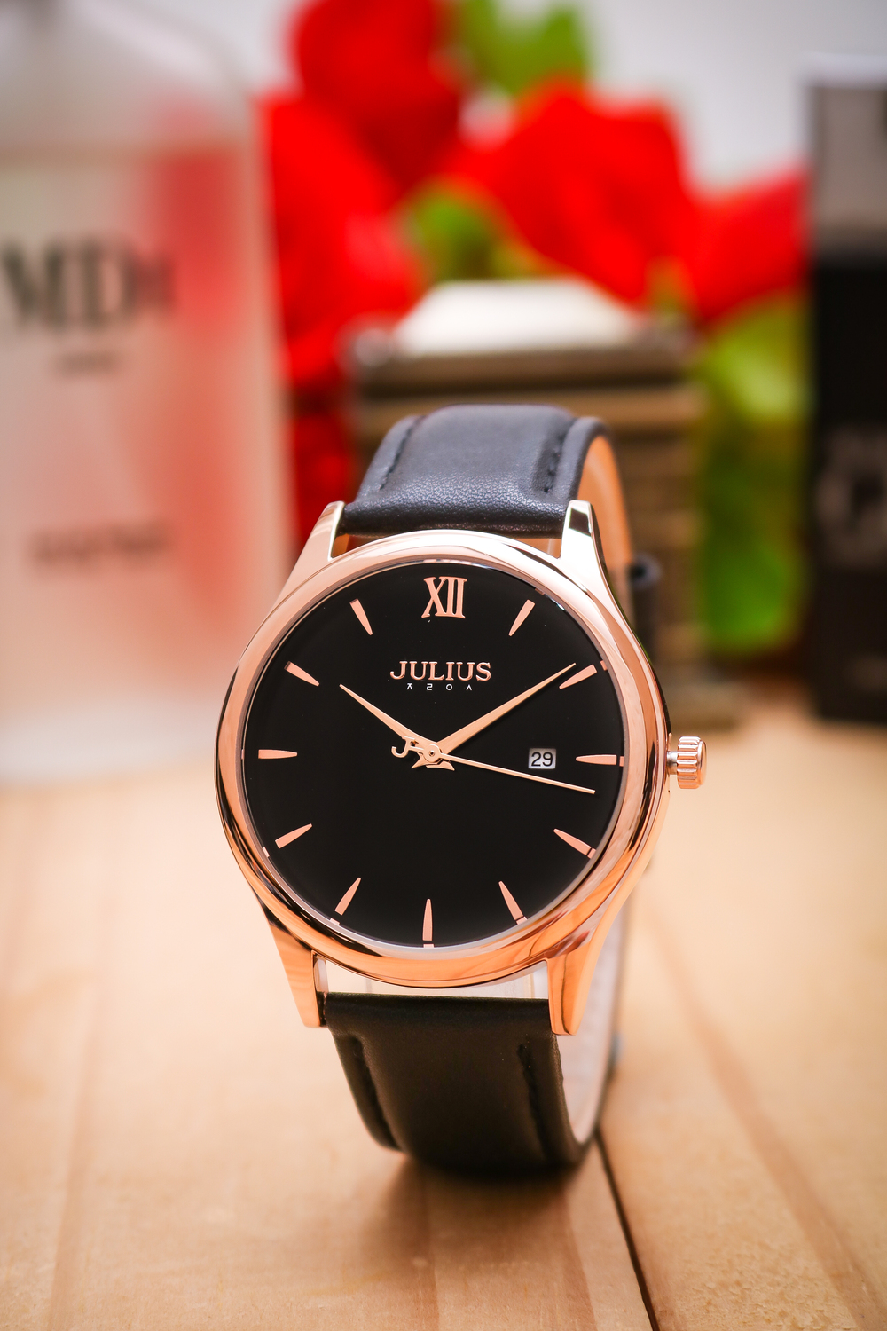 Đồng Hồ Nam Dây da JA-1309MD Julius Hàn Quốc (Đen)