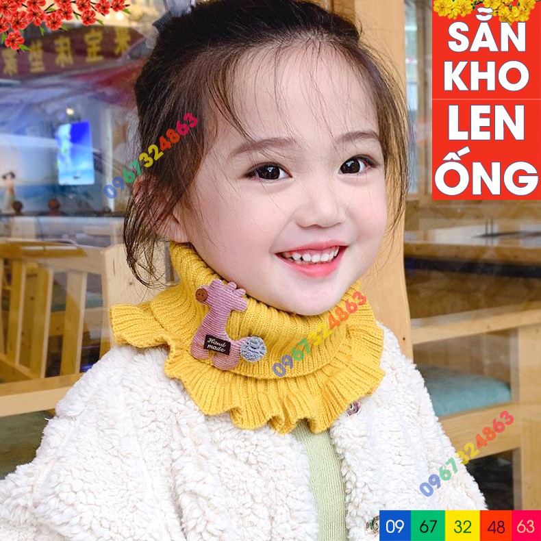 Khăn ống len cổ nhún hình hươu cực ấm áp cho bé yêu, Khăn len ống hươu cho bé yêu, Khăn ống đeo cổ vải len mềm mại hình hươu đáng yêu cho bé gái - khan len deo co be