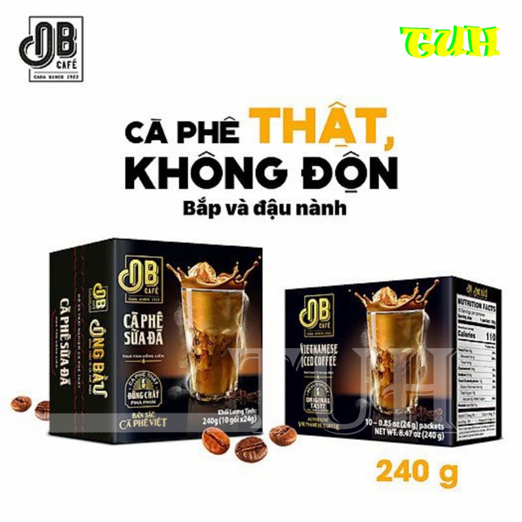 [Hộp 10 Gói 24g]Cà Phê Sữa Đá Ông Bầu, cà phê ob, ob cafe-TUH Store
