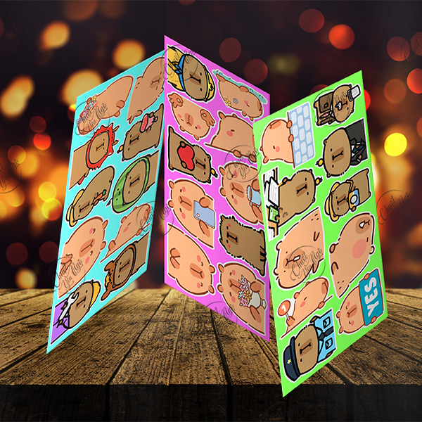 Combo 100 sticker CHUỘT LANG NƯỚC hình dán capybara dễ thương decal chống thấm nước meme dán sổ