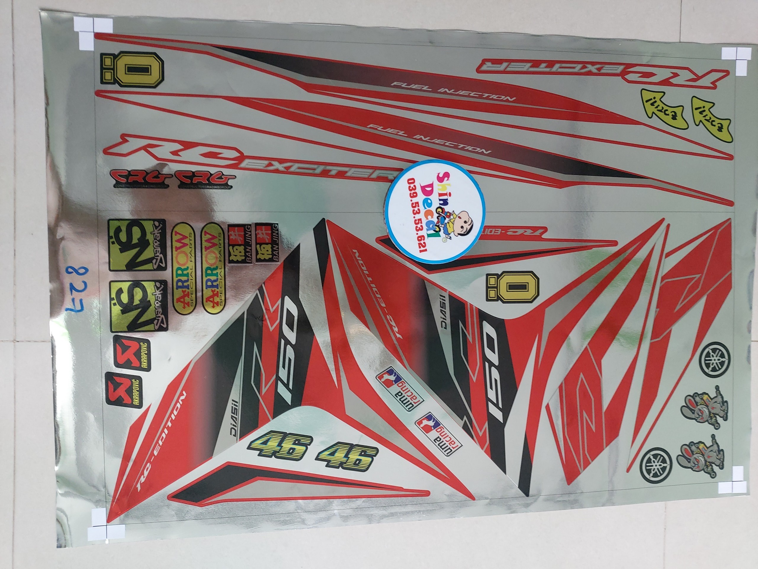 Tem exciter 150 rc tặng logo