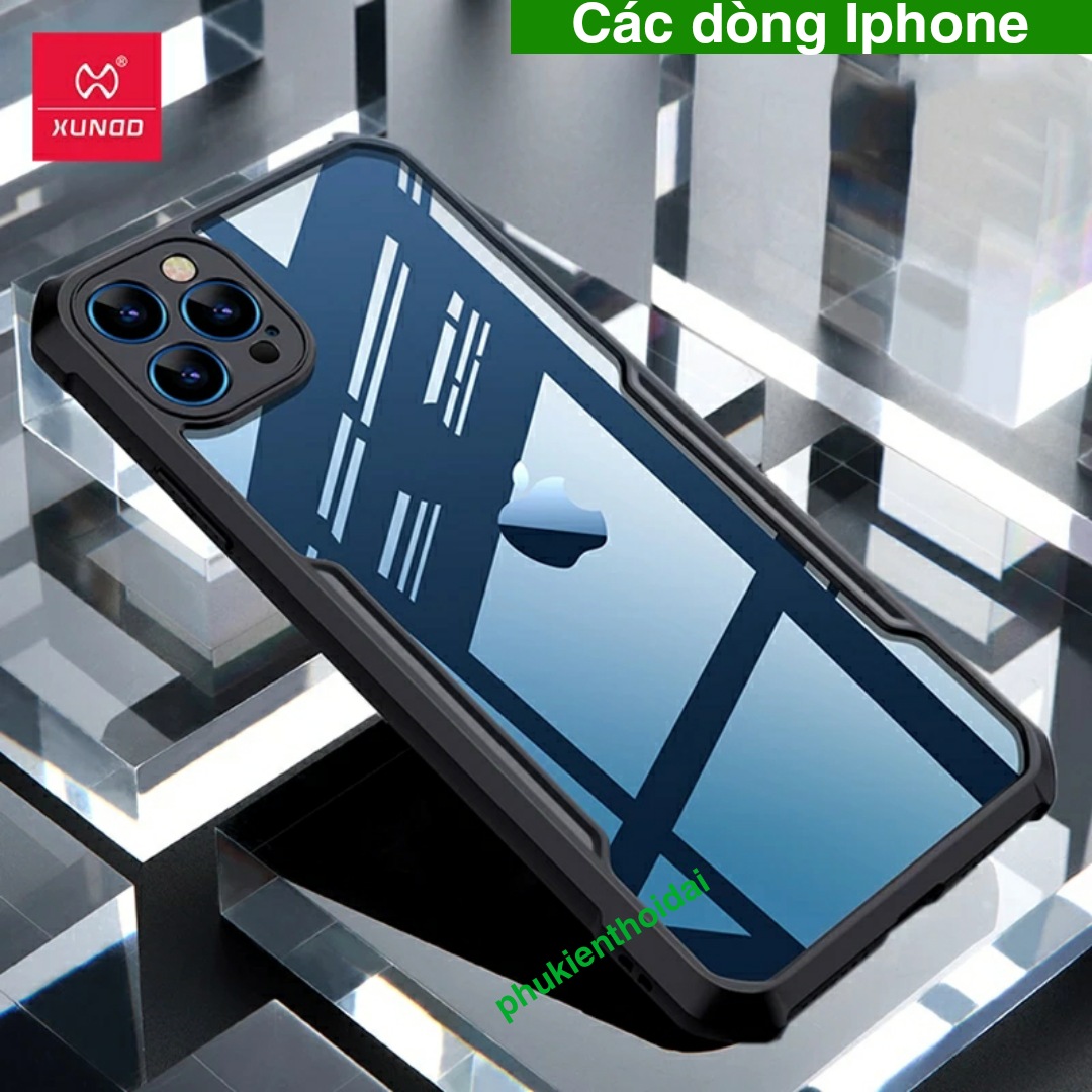 Ốp lưng XUNDD Iphone 7 Plus / 8 Plus / 6 Plus / Xs Max / 11 / 11 Pro Max / 12 / 12 Pro Max / 13 / 13 Pro Max / 14 Pro Max chống sốc lưng trong viền màu chống va đập mạnh trên 2 mét