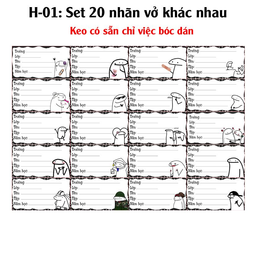 Nhãn vở Meme Người Que - Nhãn dán Meme Meme Người Que