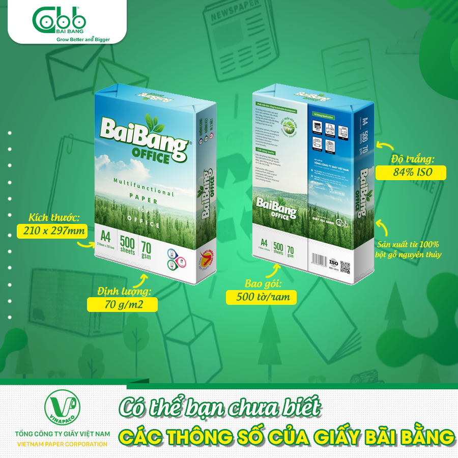 Giấy in Bãi Bằng A4 ĐL 70, 500 tờ/ram
