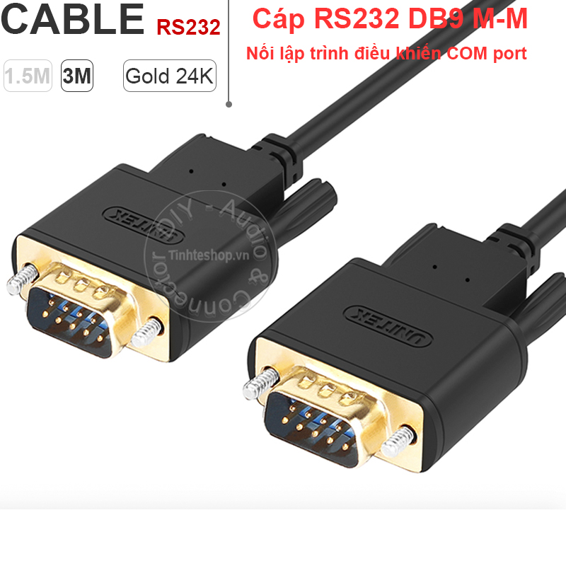 Rs232 db9 cable male - male gold 24k plated 3 meters unitek y-c704abk