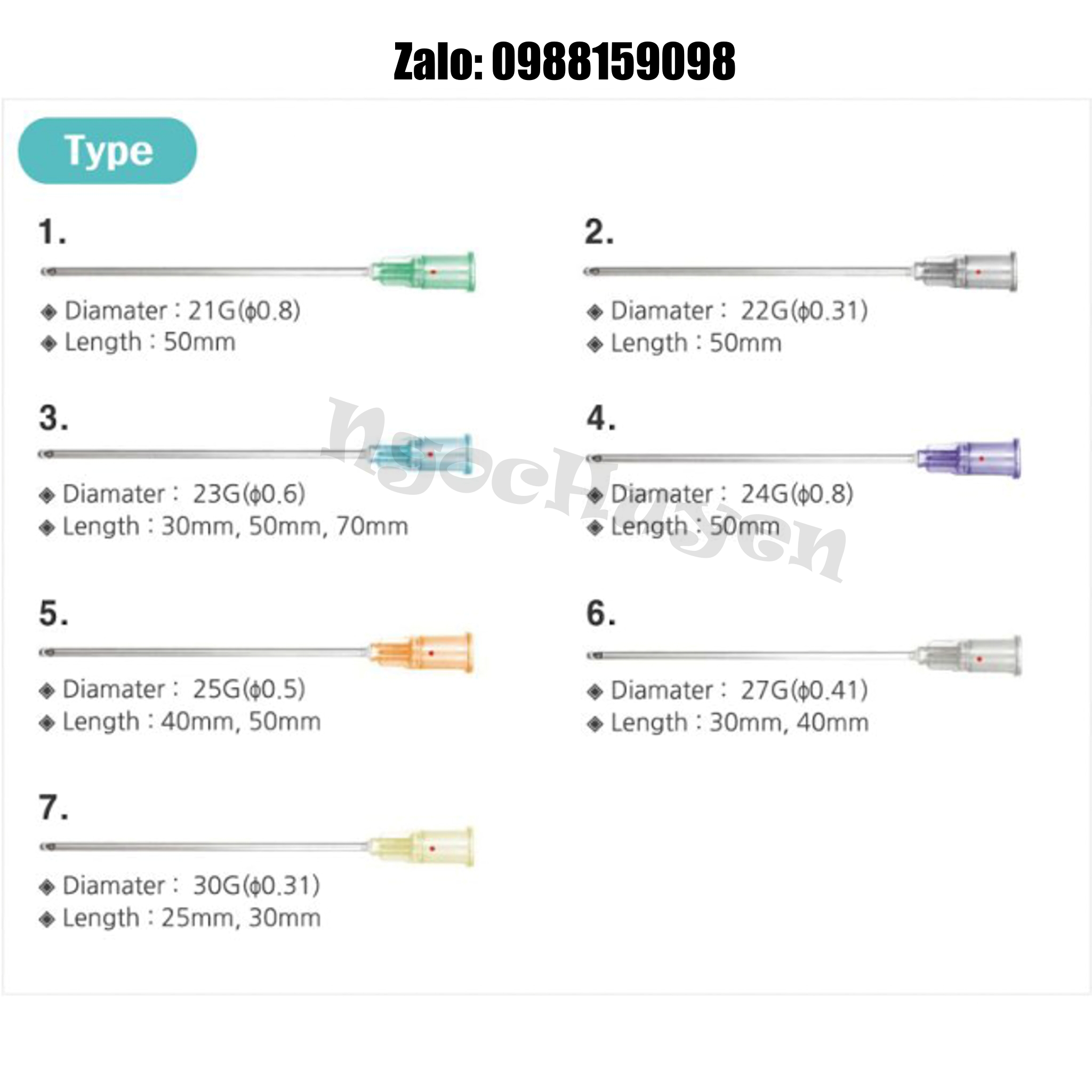 Đầu kim cannula các size(16-21-22-23-25-27) - 1 kim