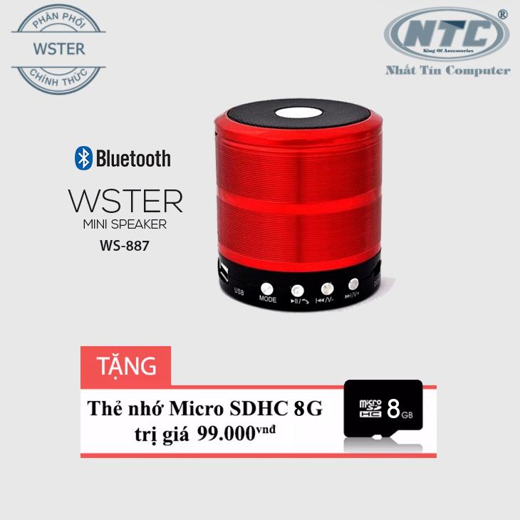 Loa bluetooth wster ws-887 hỗ trợ usb/thẻ nhớ/fm/aux + tặng thẻ nhớ microsd 8gb
