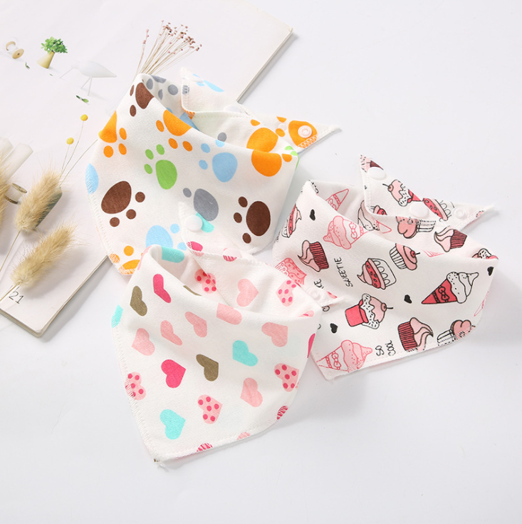 SET 5 Yếm Xô Quàng Cổ Cài Nút Cho Bé Yếm cài cho bé trai và bé gái Yểm tam giác 2 lớp Chất liệu coton