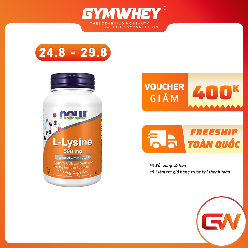 Now L Lysine Viên Uống Tăng Tổng Hợp Collagen, Hỗ Trợ Tăng Cơ Giảm Mỡ