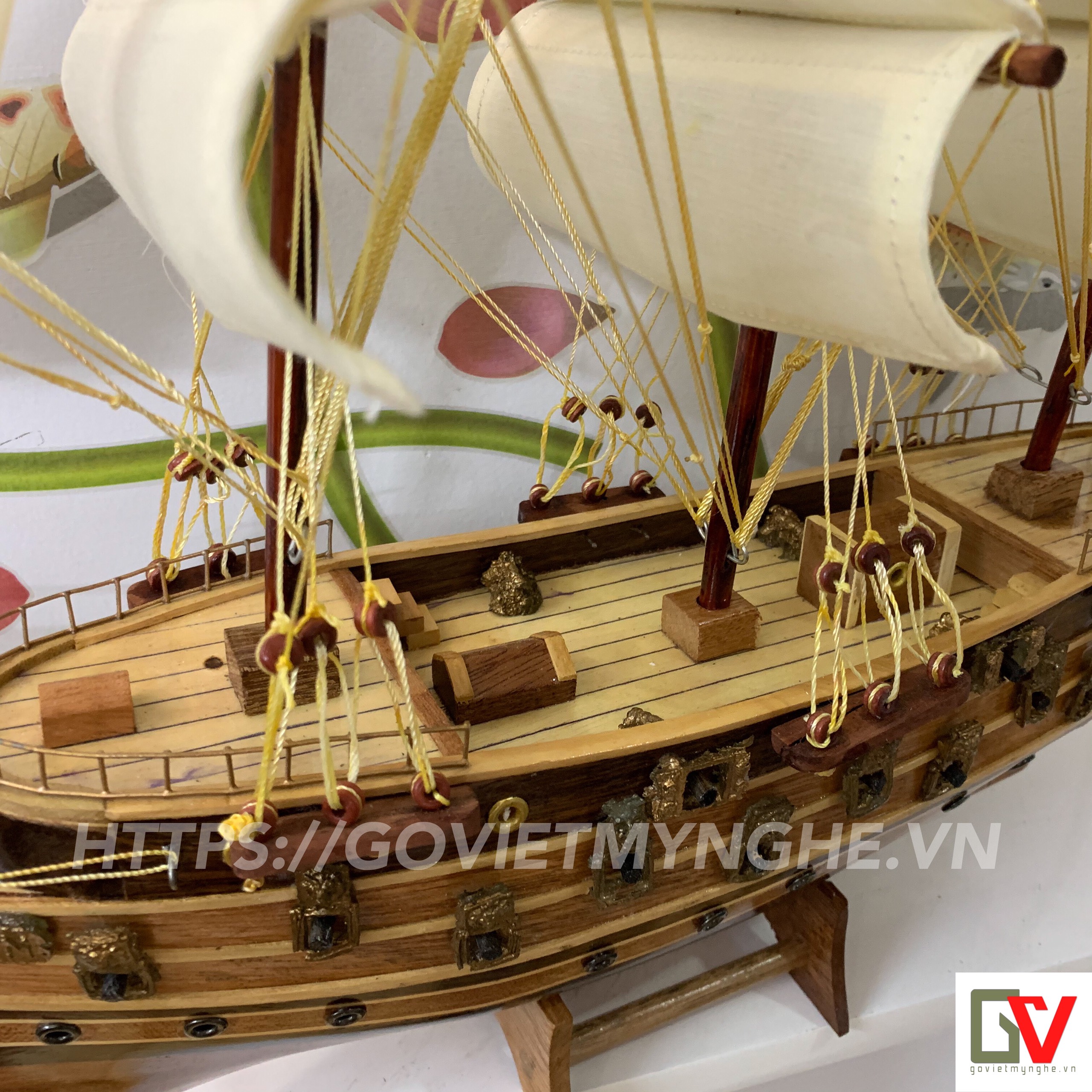 Mô Hình Thuyền Chiến Cỗ Napoleon 40cm (Gỗ Tự Nhiên)