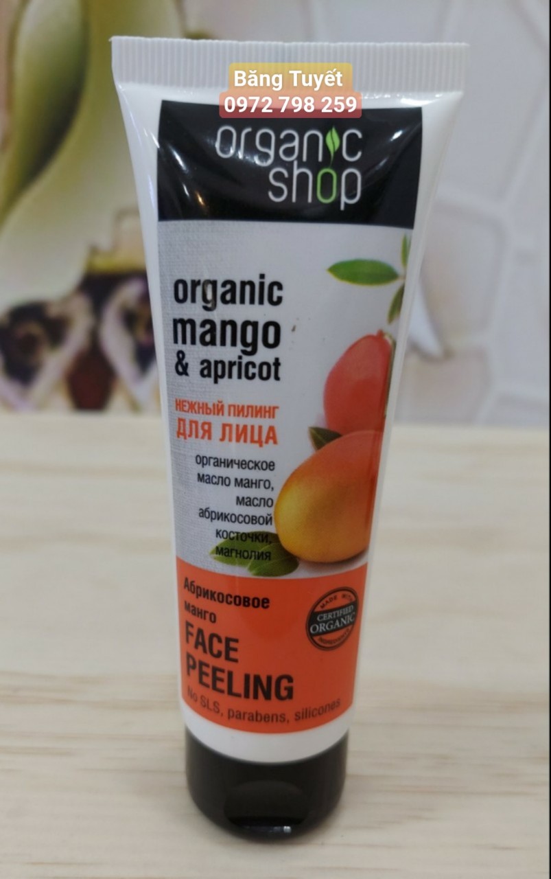 Tẩy tế bào da chết mặt Organic Shop 75ml