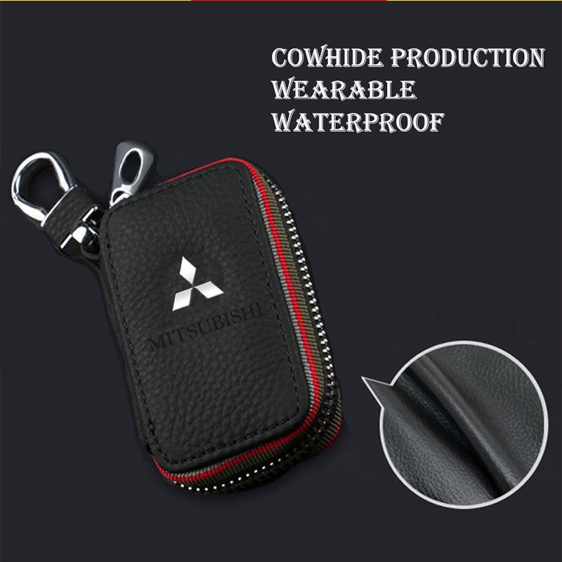 Mitsubishi โลโก้รถ ฝาครอบซองกุญแจแบบหนัง ที่เก็บกุญแจ ออแกไนเซอร์ กระเป๋าสตางค์