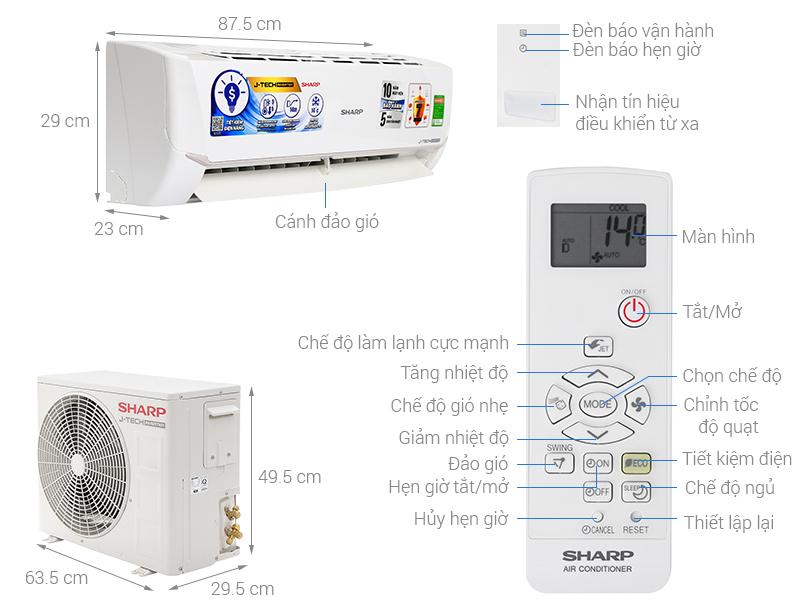 Máy lạnh Sharp Inverter 1 HP AH-X9VEW