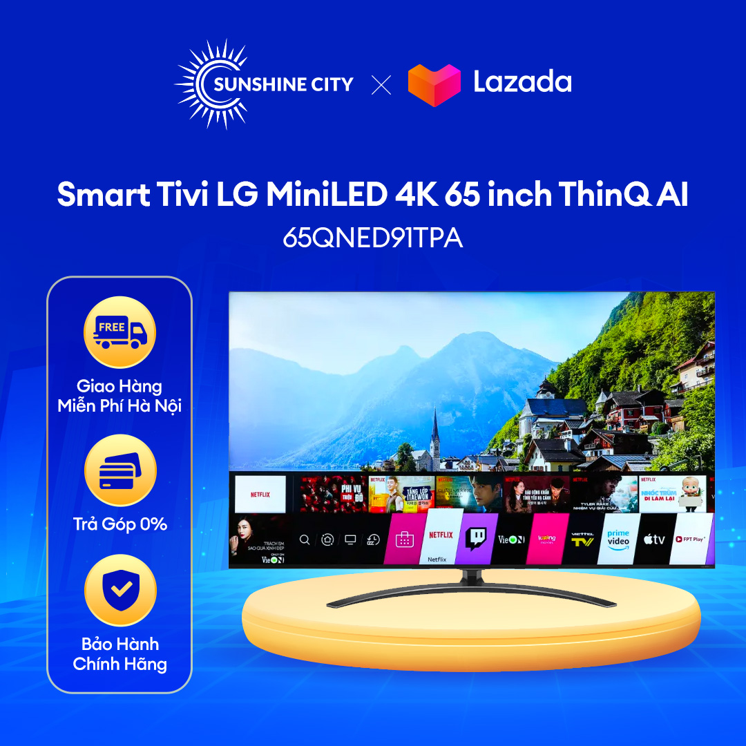 Smart tivi lg miniled 4k 65 inch 65qned91tpa thinq ai