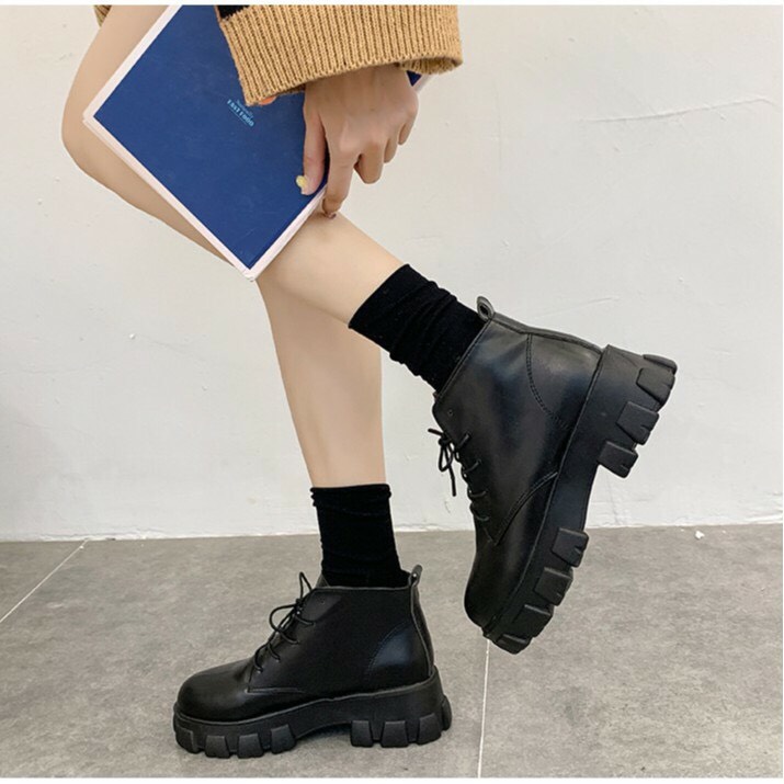 [FREESHIP]  Giày JUNISU Boot Nữ Đế Cao Khủng 2 Chất Da Mờ - Bóng 815