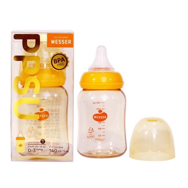 [HCM][MỚI NHẤT] BÌNH SỮA WESSER CỔ HẸP CAO CẤP PPSU MẪU MỚI 60ML/140ML/240ML