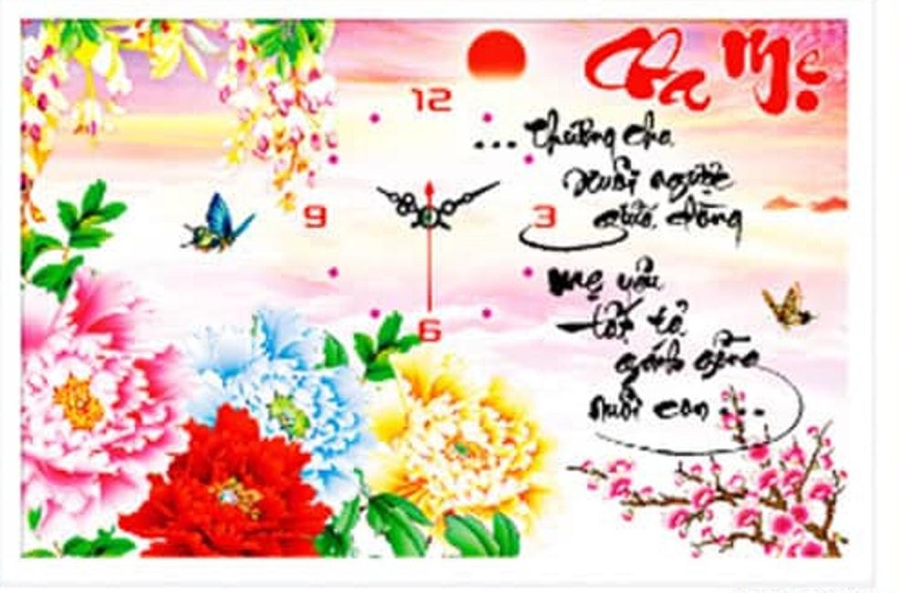Tranh thêu chữ thập cha mẹ - lv3116