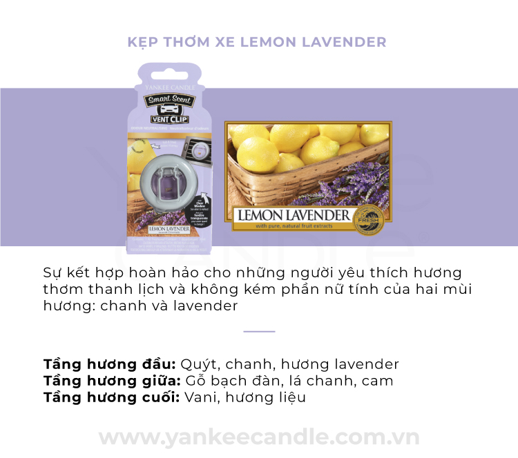 Kẹp thơm xe Yankee Candle - Lemon Lavender