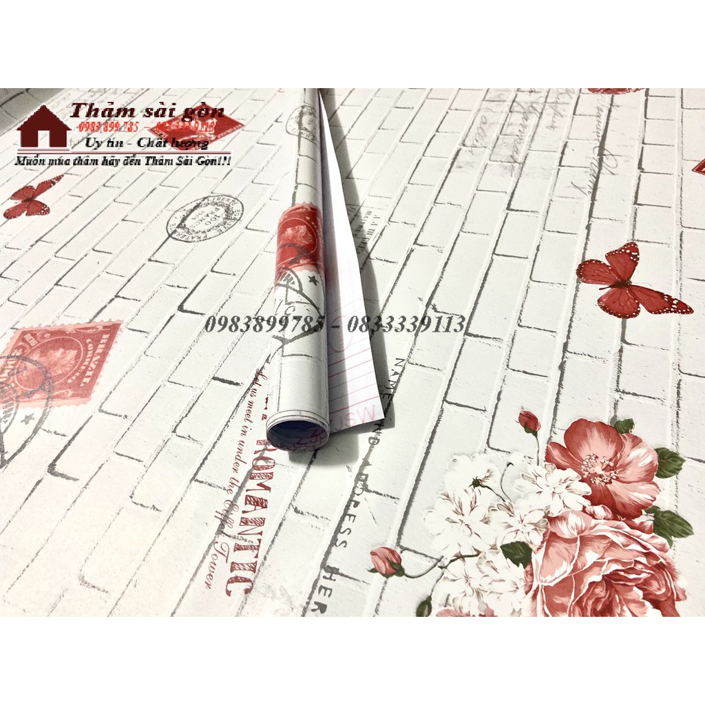 Giấy dán tường gạch 3D khổ rộng 90cm có sẵn keo