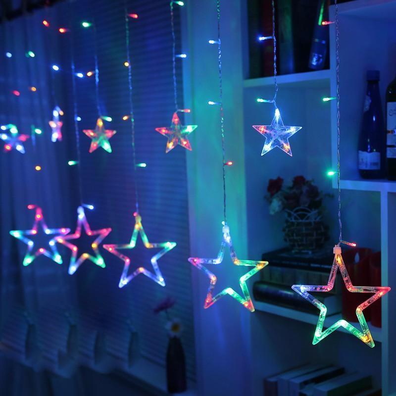 Đèn Led Trang Trí Hình Ngôi Sao - Đèn led rèm 12 ngôi sao - Đèn led nhấp nháy trang trí hình ngôi sao