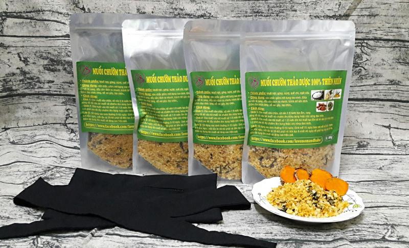 Combo 4 Túi Muối Chườm Thảo Dược Giảm Eo (800g 1 Túi) Tặng Đai Quấn Bụng nhập khẩu