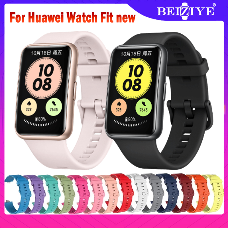 Vòng đeo tay silicon mềm Dây đeo cho Huawei Watch Fit new Đồng hồ thông minh Dây đeo màu rắn cho Huawei Watch Fit new