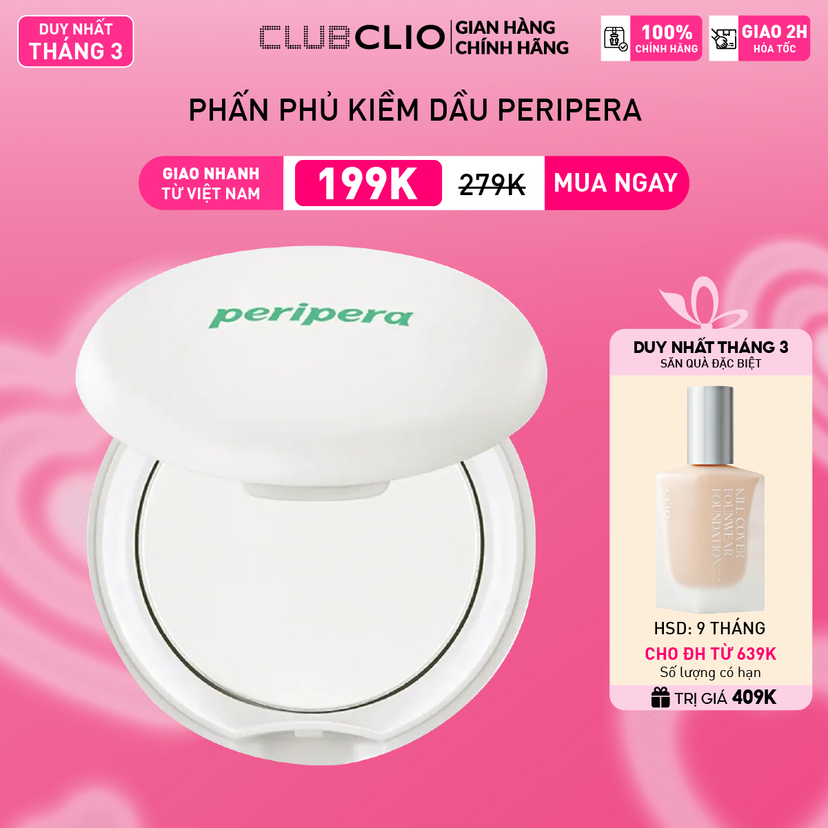 [Săn Deal] Phấn Phủ Kiềm Dầu Peripera Oil Capture Setting Pact 9g