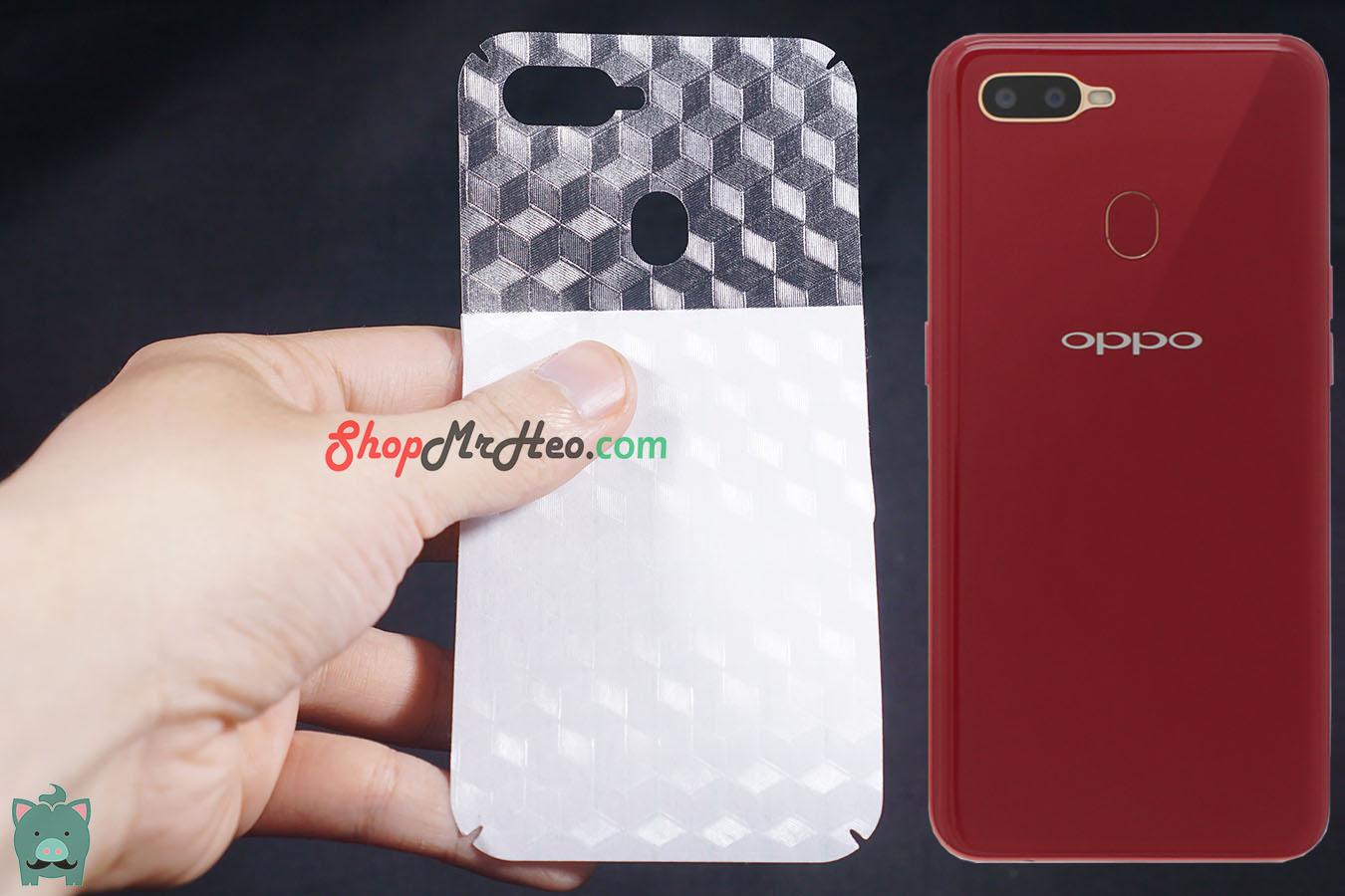 [HCM]Bộ 3 Skin Dán Mặt Sau Lưng Vân 3D Carbon OPPO A5s