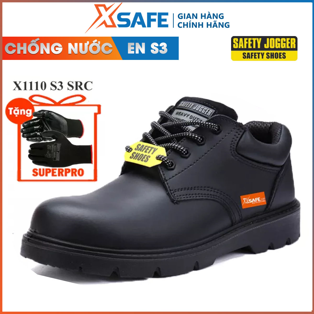 Labor protection shoes male jogger x1110 S3 real cow leather, waterproof, nose composite liner anti-studs Kevlar standard S3 European-distribution genuine xsafe