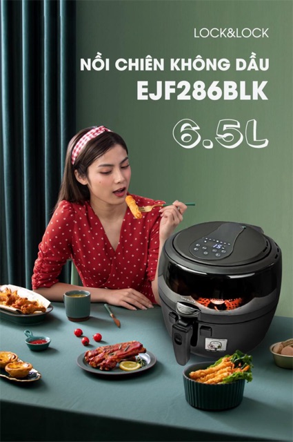 NỒI CHIÊN KHÔNG DẦU ĐIỆN TỬ LOCK&LOCK 6.5L EJF286BLK