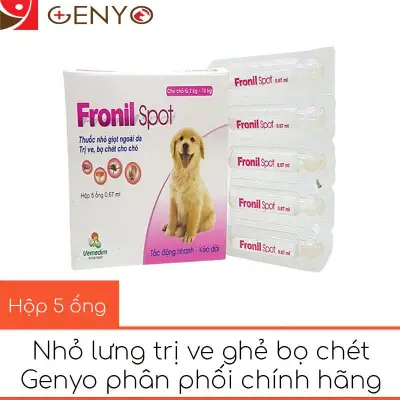 [HCM]Dung dịch nhỏ lưng trị ve ghẻ chó mèo - Hộp 5 ống Fronil Spot 0.67ml