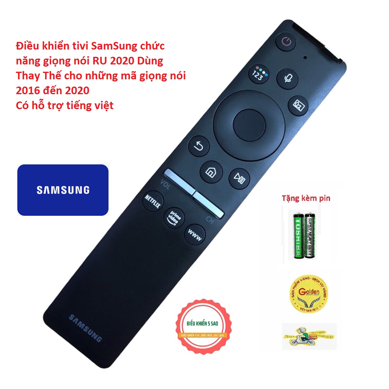 Điều khiển tivi SamSung giọng nói 2019 2020 dòng Ru Zin theo máy thay thế các mã giọng nói từ 2017 đến 2020 - tặng kèm pin chính hãng - Remote tivi samsung Voice 2019 RU - Remote đầu bấm samsung smart thông minh giọng nói 2019 RU