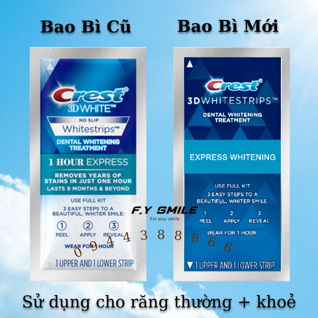 Miếng dán trắng răng Crest 3D White 1 Hour Express – Dán trắng răng cấp tốc sau 1 giờ