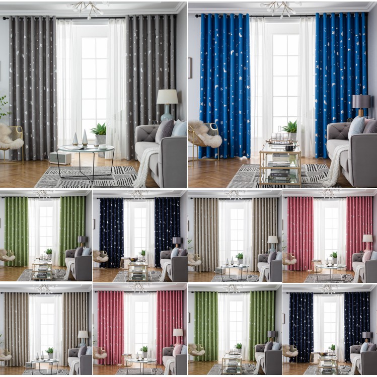 Rèm cửa khoen lỗ trăng sao lung linh (nhiều màu nhiều size)