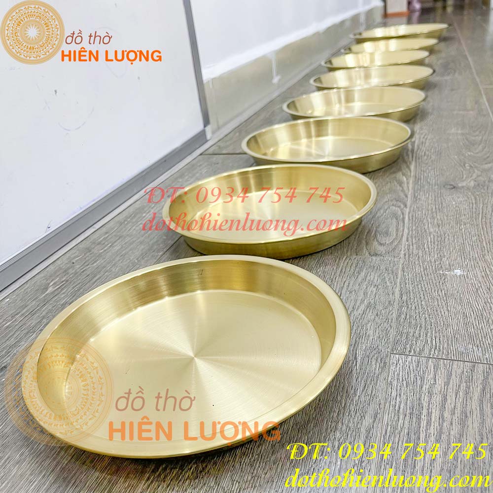 Đĩa đồng trơn đựng hoa quả đáy phẳng thờ cúng (giá 1 cái)