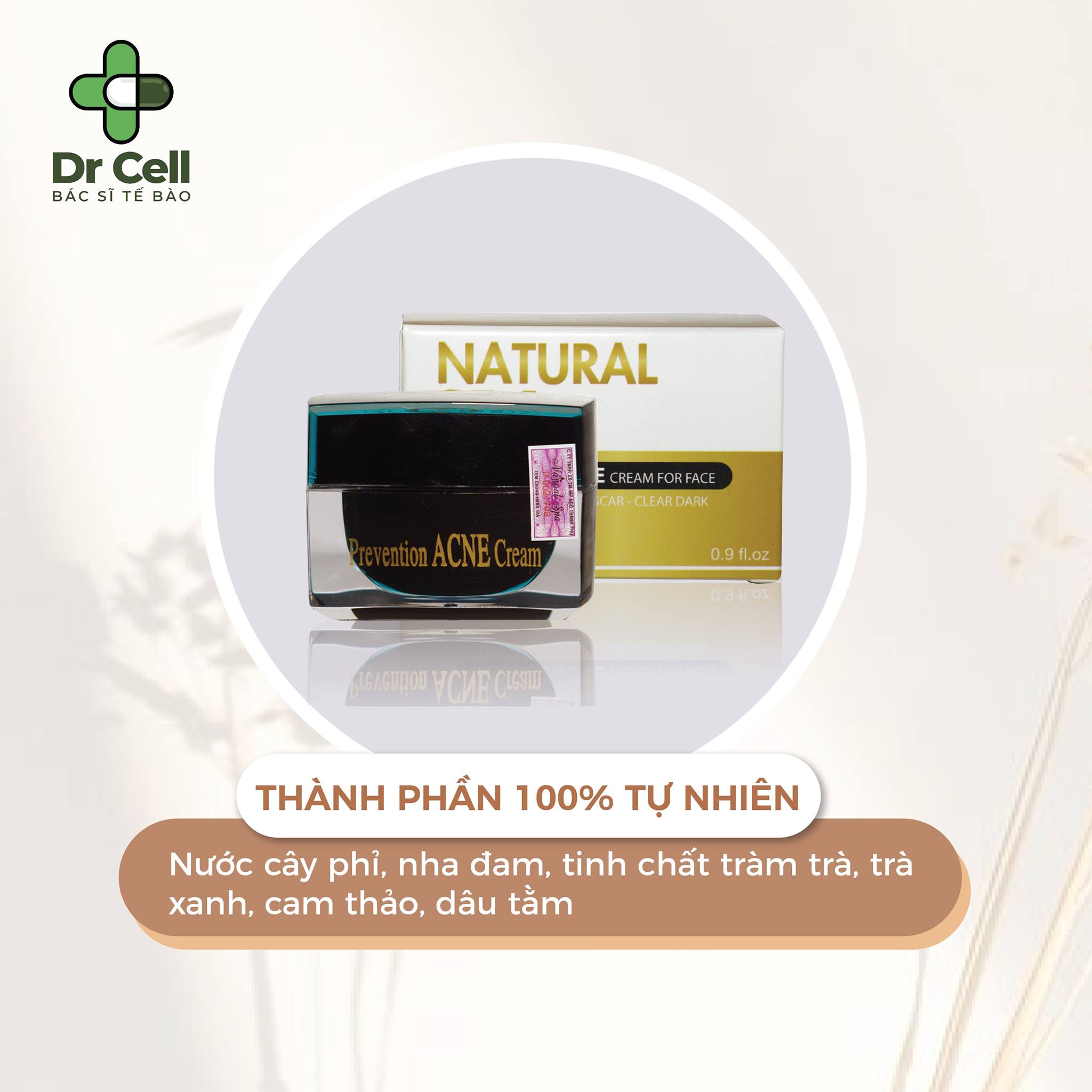 Kem ngăn ngừa mụn(CHÍNH HÃNG)Acne Prevention Dr Cell-sạch mụn mờ thâm 30ml