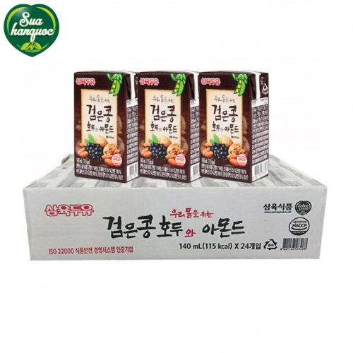 Thùng 24 Hộp Sữa Hạt Óc Chó Hạnh Nhân Đậu Đen Hiệu SAHMYOOK Korea x 140ml