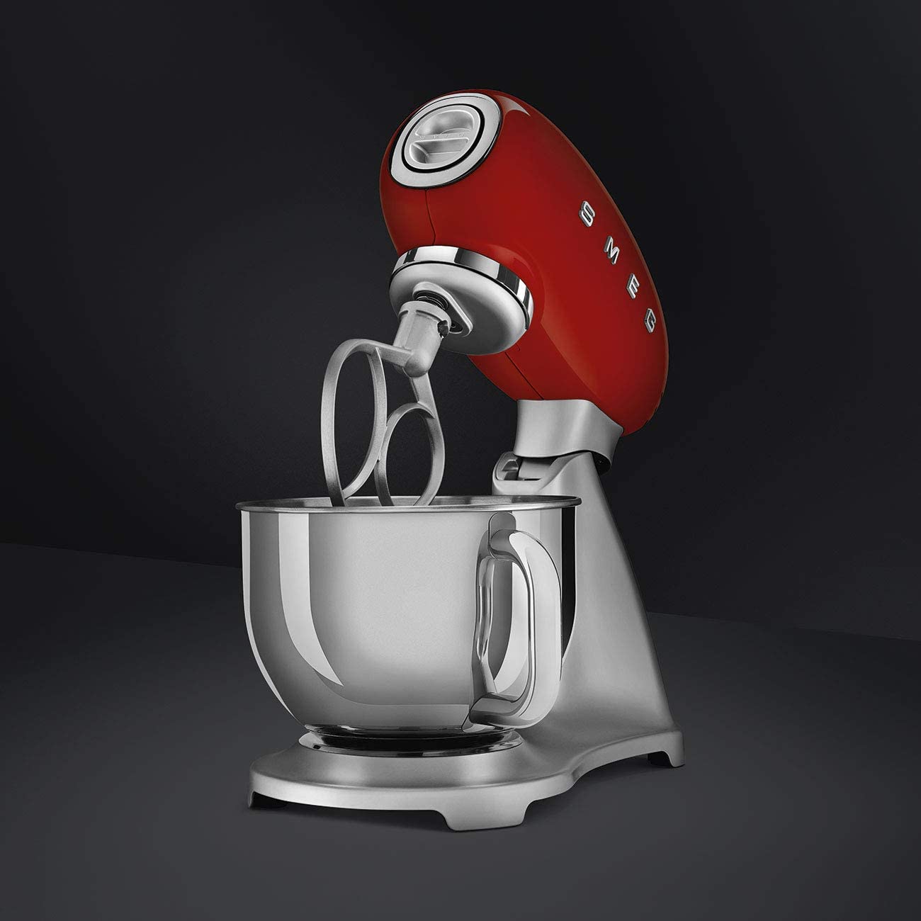 [Trả góp 0%]Máy trôn bột màu đỏ smeg SMF02RDEU