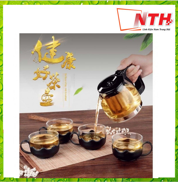 Bình lọc trà kèm 4 ly thủy tinh