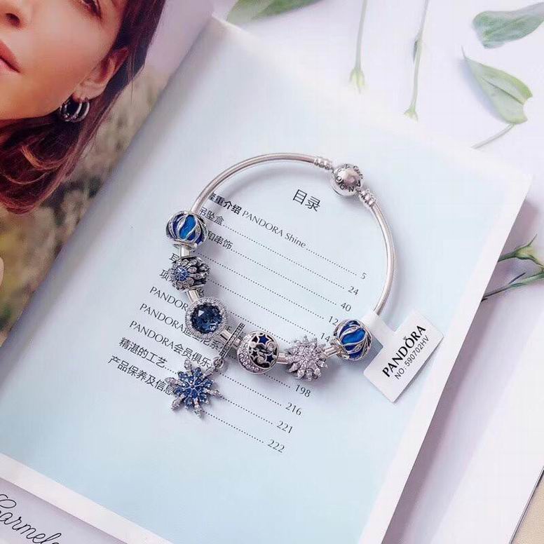 Vòng tay mạ bạc 925 phối màu hồng Pandora phong cách cổ điển kèm hộp phù hợp làm quà tặng cho bạn gái