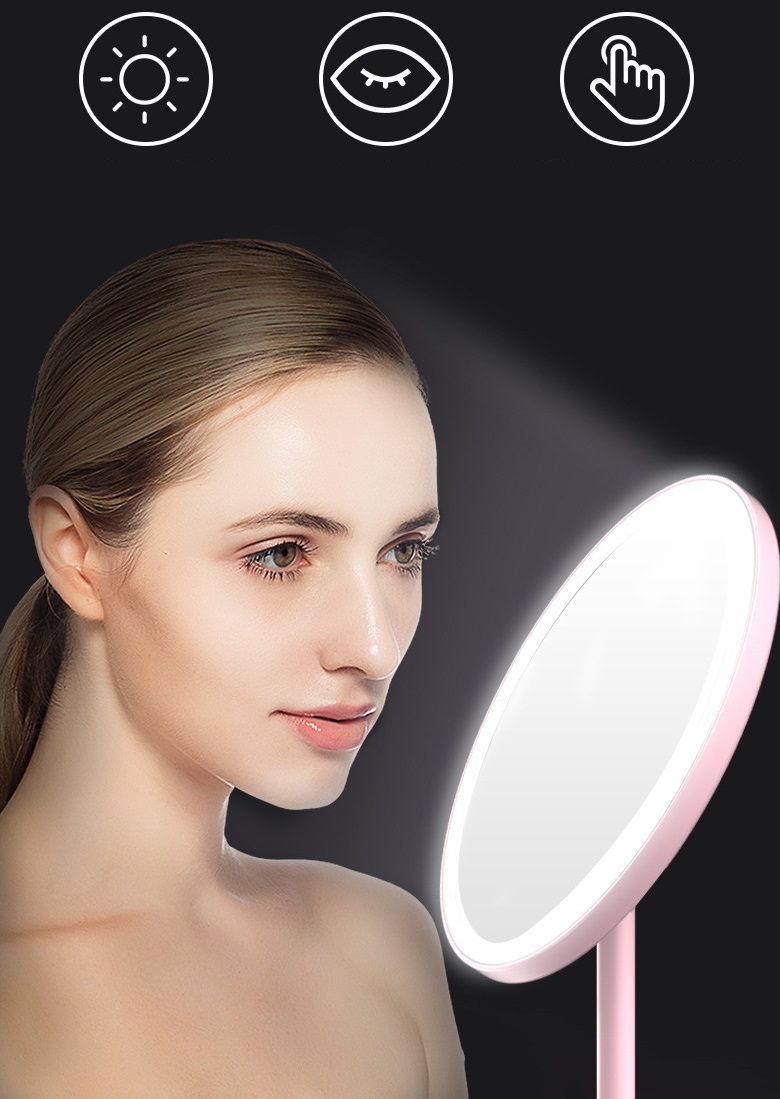 Gương trang điểm đèn LED  cảm ứng28x18cm -  gương sạc - dụng cụ làm đẹp - gương để bàn - gương soi