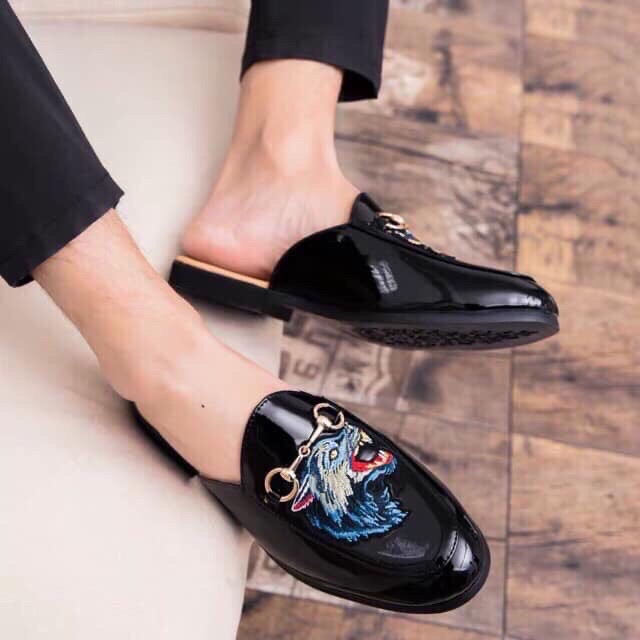 Giầy sục lười nam mặt mèo-cú-sói