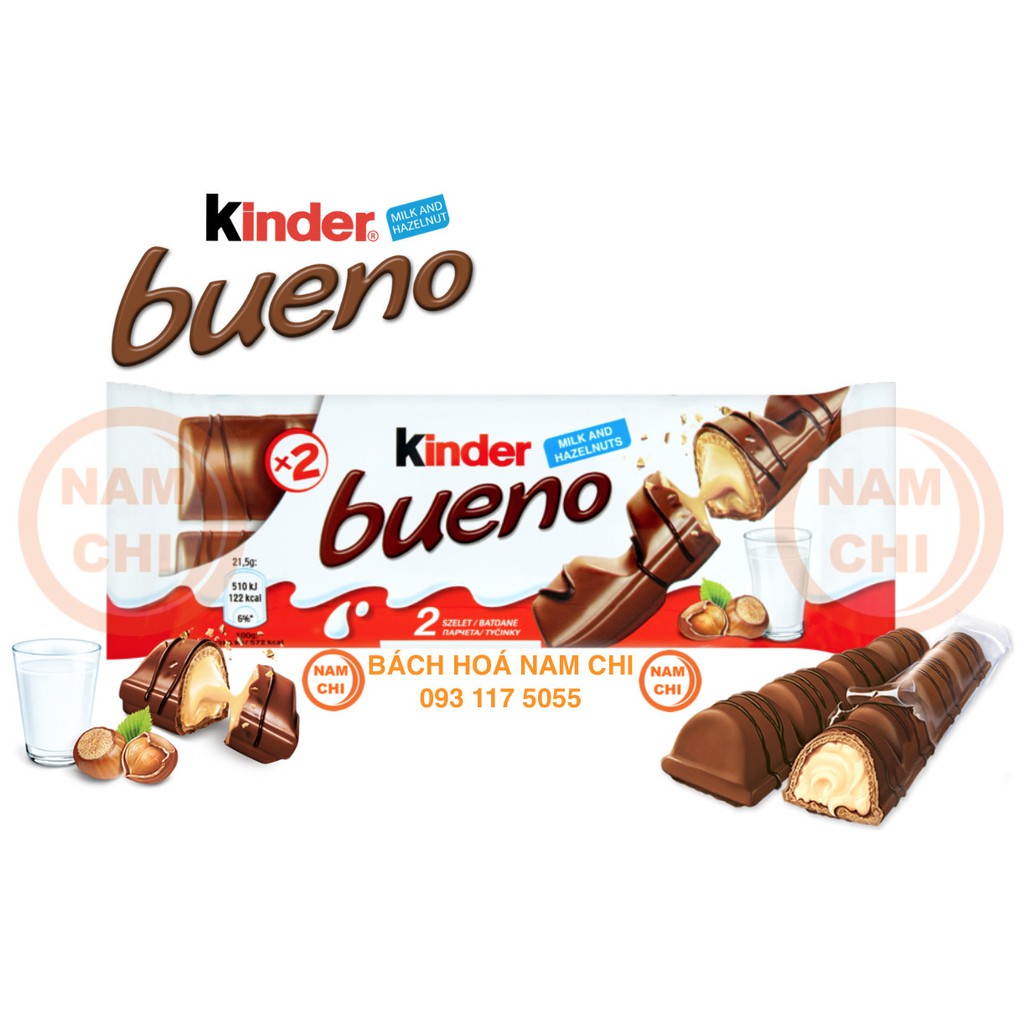 Kẹo SCL nhân sữa hạt dẻ Kinder Bueno 43g