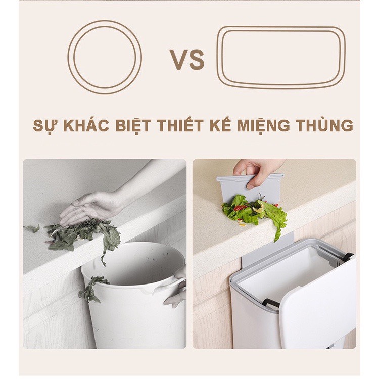 Thùng rác treo tủ bếp nắp đậy thông minh