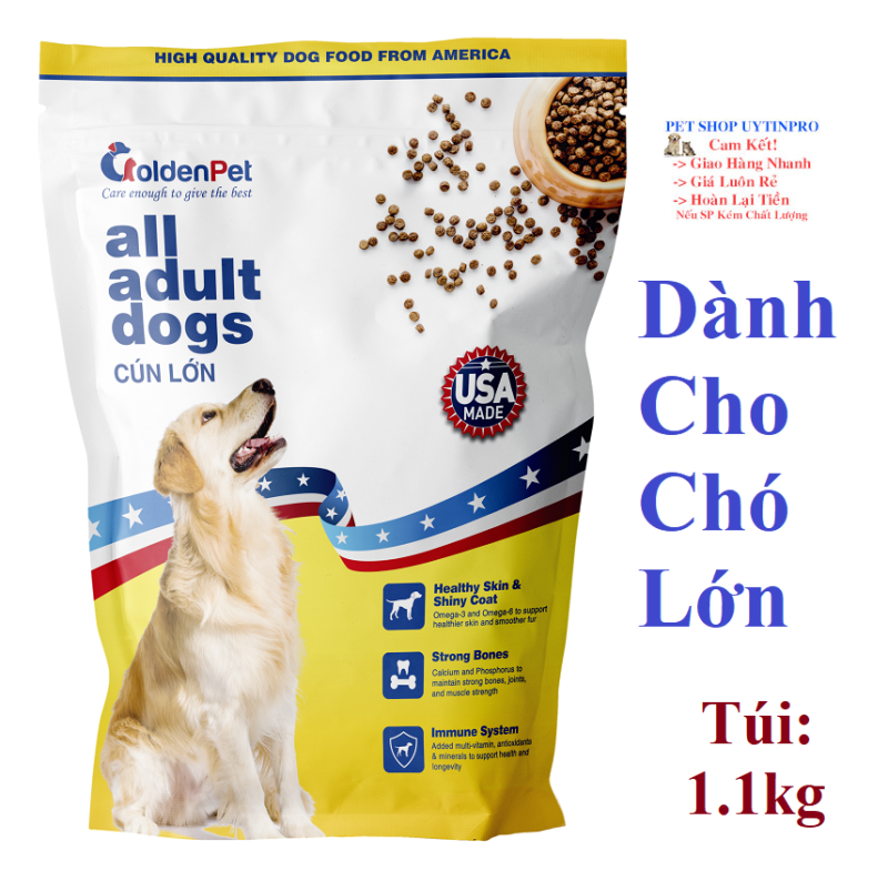 THỨC ĂN HẠT CHO CHÓ LỚN GoldenPet all adull dogs Túi 1.1kg Xuất xứ USA (Mỹ)