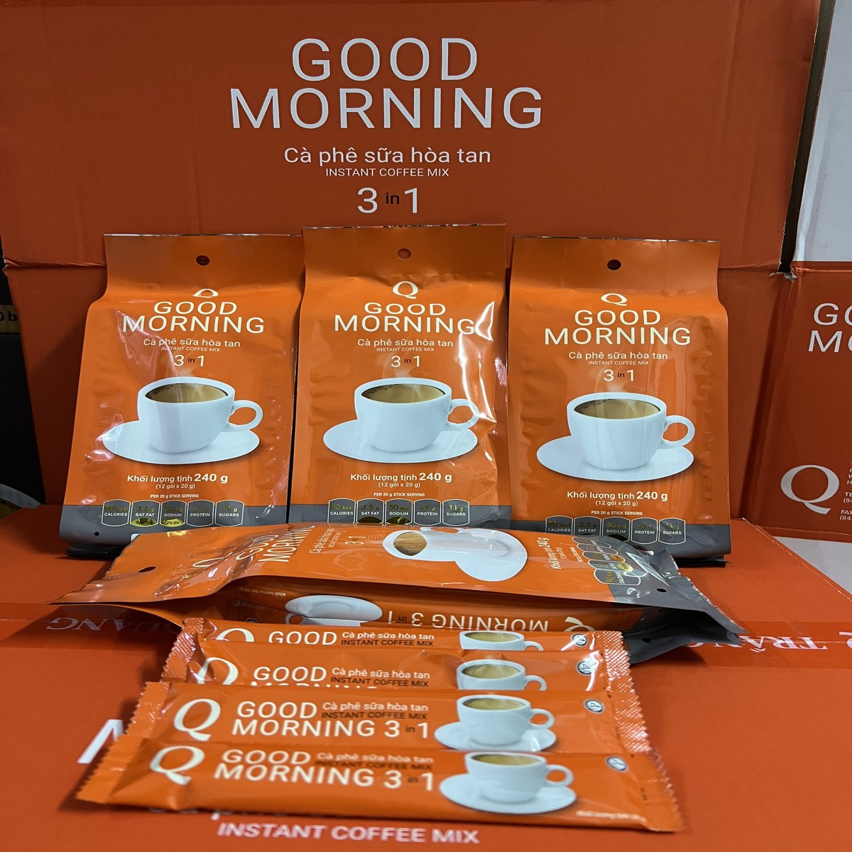 [Size nhỏ] Cà phê sữa Good Morning Trần Quang bịch 240g (12 gói dài * 20g)