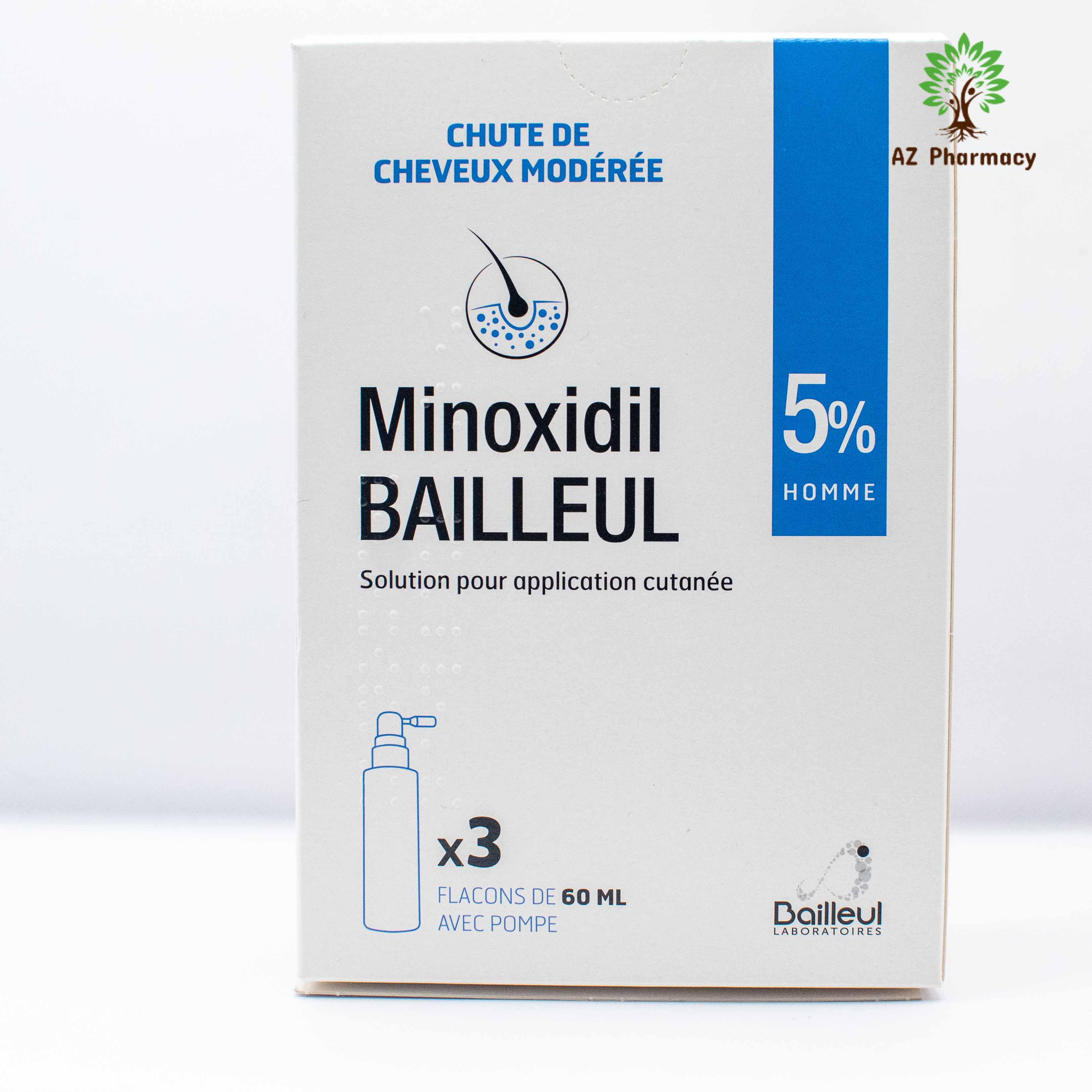 Xịt kích thích mọc tóc Minoxidil Bailleul 5% [Hộp 3 lọ 60ml]