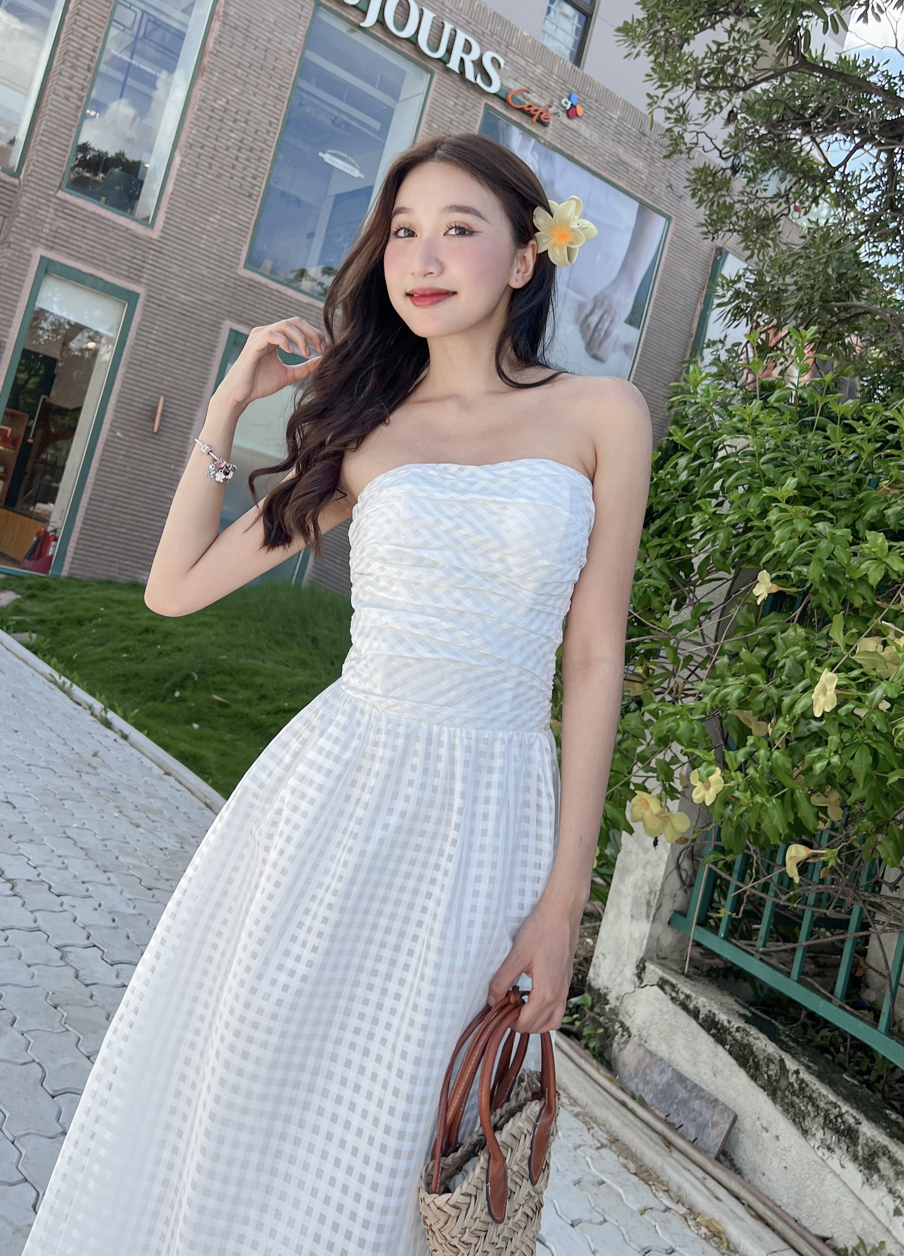 GOLA - Đầm HALONA - Đầm ống dài caro cúp ngực